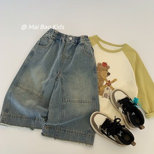 Maibao Children's Jeans 2025 Spring Korean Fashionable Cool Boys' Jeans Western Style Spring and Autumn Loose Casual Pants