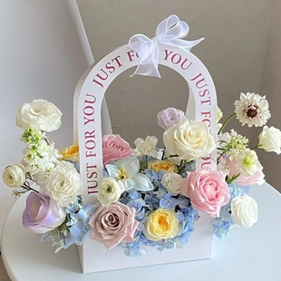 Hand-Held Flower Box Valentine's Day Potted Succulent Handbag Floral Packaging Flower Bag DIY Flower Arrangement Basket Flower Handbag