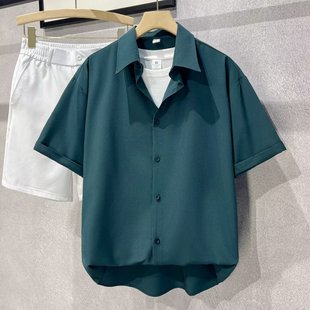 Men's Summer 2024 New Short-sleeved Shirt Men's Ins-style High-end Fashionable Brand Yipi Handsome Casual Shirt