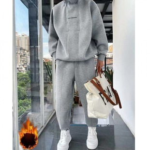 2024 Autumn and Winter Fashion Brand Design Double Zipper Half-open Sweater Pants Casual Sports Two-piece suit