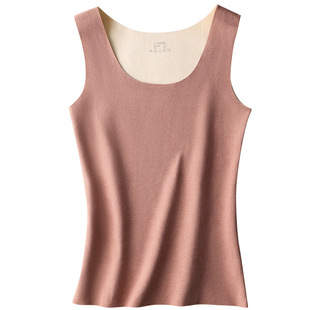 New German velvet warm heating vest women's solid color base vest seamless double-sided velvet plus size warm vest