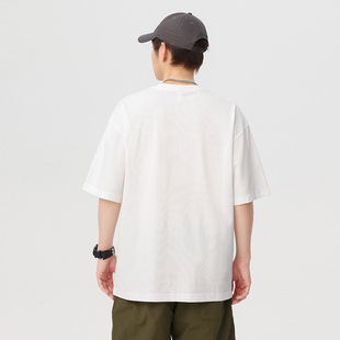 LKTM Men's# American Retro Fashion Brand Short-sleeved T-shirt Men's Simple All-match Loose plus size Crewneck Half-sleeved Base Shirt