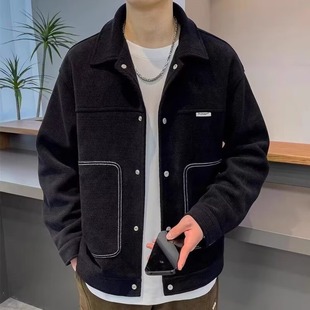Lassel Down Jacket Men's Short Woolen Coat Winter 2023 New Fashionable Brand Thickened Woolen Coat Men's Winter Clothing