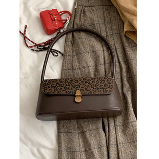 Vintage Niche Commuter Underarm Bag Women's Bag 2024 New Leopard Shoulder Bag Fashion Frosted Handbag