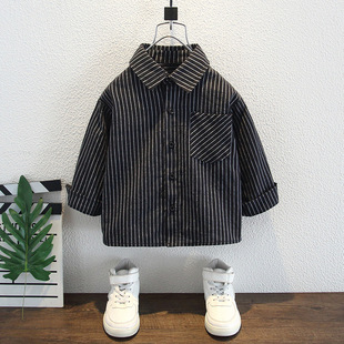 Children's Korean-style stacked patchwork vest shirt 2024 Spring and Autumn new fashionable all-match casual top for boys and girls