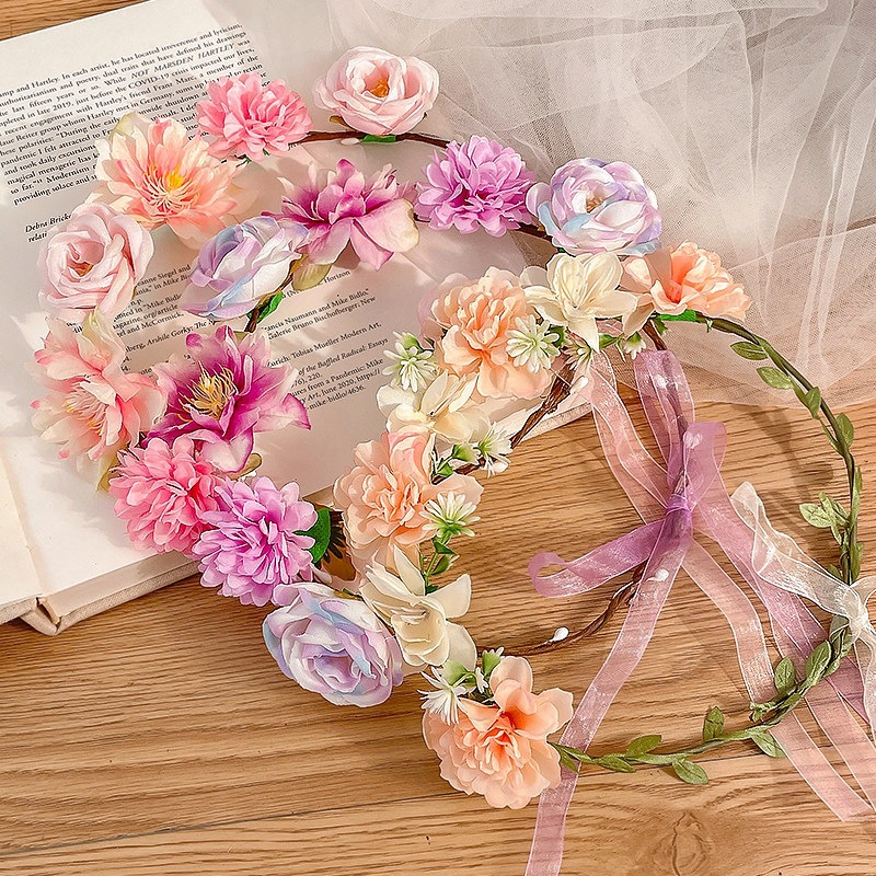 Super Fairy-Style Floral Headband for Children, Flower Hairpin with Ribbon, Girls' 2026 New Floral Headband, Flower Hair Clip