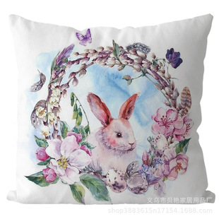 Amazon Cross Border Easter Bunny Pillowcase Egg Bunny happy Easter Holiday Decorations Cushion