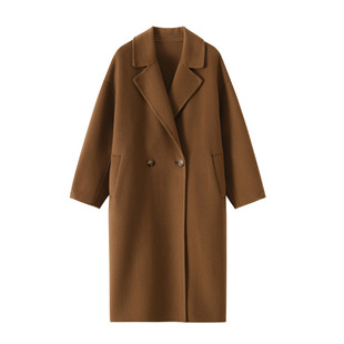 Autumn and Winter New Double-sided 100% Australian Fur Coat Women's Lengthen Loose Suit Collar Cashmere Coat High-grade Sense