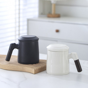 Ceramic Mug Tea Water Separation Bubble Cup with Lid Office Home Cup Accompanying Gift Box Printed logo