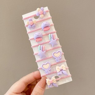 0-3 years old small size baby children's cute cartoon hair rope baby thumb hair band does not hurt hair rubber band headdress