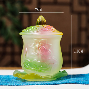 New spot glass water supply Cup household holy water Cup Guanyin Zhaocai tribute Cup lotus water purification cup manufacturers wholesale