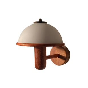 Classic retro mushroom wall lamp nostalgic walnut living room bedroom bedside aisle corridor living room ins wall lamp