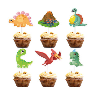 Cartoon dinosaur theme pull flag children's birthday party arrangement cake insertion spiral dinosaur party arrangement supplies