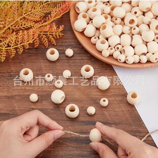 Wholesale Large Hole Wooden Beads 6-50mm Handmade Beads Log Loose Beads Lotus Wood Round Beads DIY Wood Jewelry Accessories