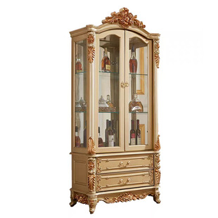 European style wine cabinet glass door double door living room decorative cabinet champagne gold restaurant wine cabinet display single door wine cabinet New
