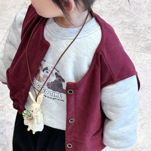 Korean Style Fabric Three-Dimensional Cartoon Rabbit Doll Necklace Animal Bag Hanging Cute All-Match Children's Plush Chain