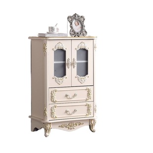 Chest of Drawers with Open Fan Bedroom Storage Cabinet Storage Cabinet Ivory White Painted Solid Wood Drawer Carved Light Luxury