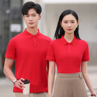 Small batch summer lapel short sleeve men's and women's work clothes custom printing LOGO work clothes T-shirt custom workshop factory clothes