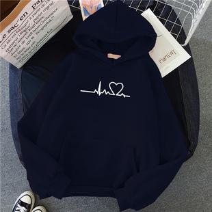 Autumn and Winter New Korean-style Hoodie Fleece-lined Hoodie Women's Casual Loose Top Coat Couple's Hoodie
