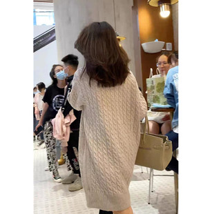 Sweater Knitted Dress Women's Autumn and Winter New Lazy Wind Loose Temperament Retro Twist Soft Glutinous Mid-Length Style