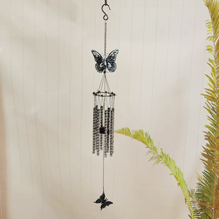 Cross-border European and American Retro Wrought Iron Butterfly Metal Wind Bell Hanging Ornaments Home Courtyard Outdoor Decorations Holiday Gifts