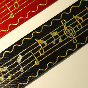 Factory wholesale laser polyester ribbon 2. 5cmdiy flower gift gift box packaging ribbon music score gilding ribbon