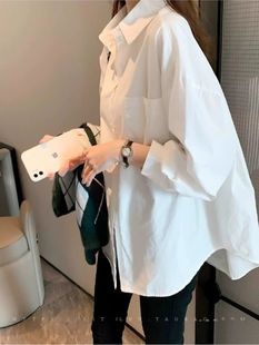 Spring and Autumn Stacked White Shirt Women's Design Sense Niche Inner Slim Shirt plus size Loose Lazy Shirt High-end Autumn
