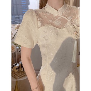 New Chinese Style 2025 Improved White Cheongsam Women's dress Young Girl's National Style Hanfu Ladies Elegant
