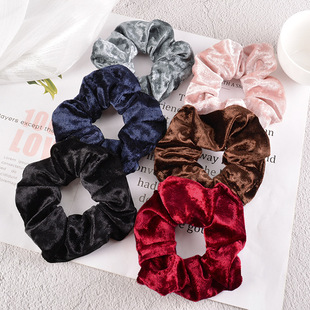 Europe and the United States hot cross-border gold velvet vintage French large intestine hair ring fashion temperament headdress ladies hair rope hair accessories