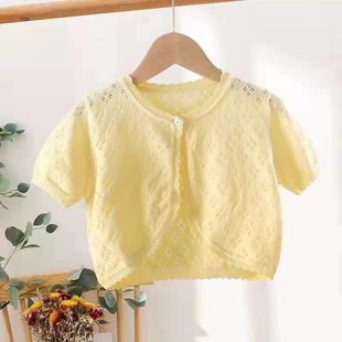 Girls Air-conditioning Shirt Thin Kidsren's Small Shawl Summer Outer Wear Baby Girl Baby Knitted Cardigan Sun Protection Jacket