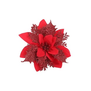 Amazon explosive 14 ㎝ double gold pink flower Christmas decorations wreath accessories hollow three-dimensional flower head wholesale