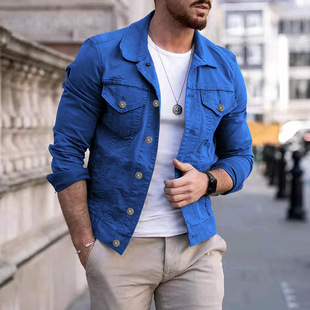 Cross-border 2022 autumn and winter fashion casual slim jacket multi-pocket button light board workwear jacket