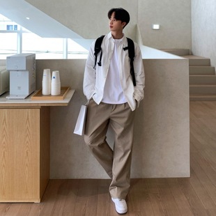 MYQ high-grade straight casual pants men's spring and summer loose pants Korean style trendy cleanfit wide-leg pants