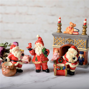 Free Shipping Ceramic Export Christmas Gift Decorations Santa Claus All-Ceramic Home Ornaments Hand-Painted