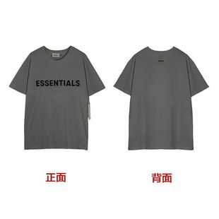 FOG fashion brand double line ESSENTIALS back printed mesh T-shirt new men and women street all-match loose short sleeve