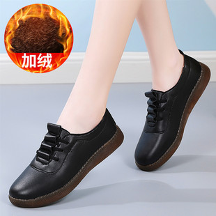 2024 new soft bottom lightweight non-slip mom shoes Korean style comfortable peas shoes slip-on beef tendon flat shoes