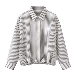 in stock 2025 summer new lapel striped short casual shirt 2J2C415