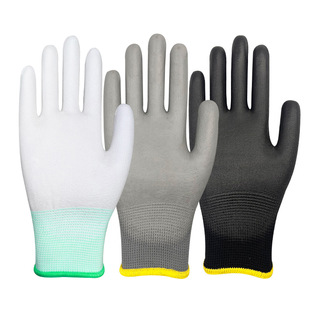 Pu glue coated palm gloves nylon dust-free electronic factory anti-static coating labor protection dipping gloves wholesale work