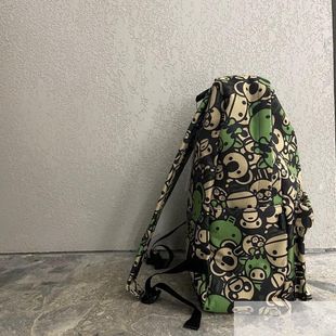 in stock BAPE BABY MILO DAY PACK Green Camouflage Little Monkey Zoo Casual Backpack
