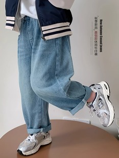 Girl's Pants Autumn Korean Style Children's Autumn Jeans 2024 New Autumn Girl's All-match Casual Wide-leg Pants