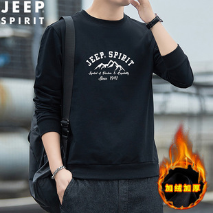 JEEP SPIRIT осенне-зимний Повседневный Толстый Пуловер с круглым вырезом на флисовой подкладке футболка с длинными рукавами Зимний толстый свитер HL6563B