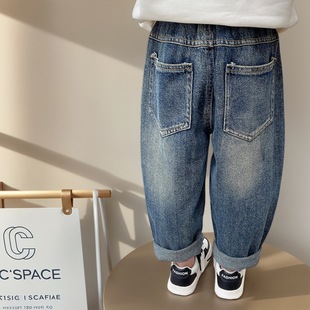 Boys and Girls Jeans Western-style Loose Children's Harem Pants Baby's Carrot Pants Casual Ripped Long Pants Spring and Autumn