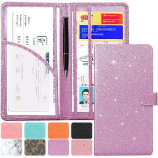 Cross-border multi-functional multi-layer card holder large capacity coin purse certificate portable storage bag leopard leather buckle waterproof bag