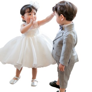 Children's Dress Girls' Dress Spring High-end Show One-year-old Baby Princess Dress Flower Girl Wedding Girl Dress
