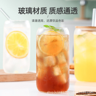 High Borosilicate Glass 16OZ Coke Cup Mason Cup Coffee Cup High Temperature Resistant Water Cup with Lid and Suction Tube Cup