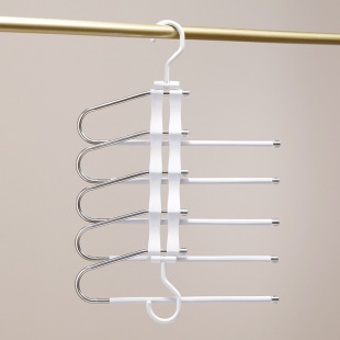 Multifunctional Storage Movable Clothes Rack U-Shaped Five-Tube Foldable Telescopic Magic Non-Slip Pants Rack with Anti-Slip Design