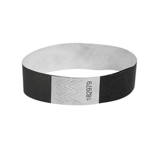 Disposable Identification Band Black Wrist Band Logo Entertainment Band Bar Tickets Tyvek DuPont Paper Material