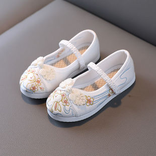 New Girls Embroidered Shoes Children's Ancient Dress Shoes Ethnic Style Baby Handmade Cloth Shoes Hanfu Shoes Shoes