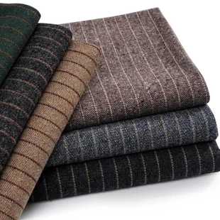 Thickened Woolen Wool Coat Fabric Autumn and Winter Coat Warm Thick dress Striped Clothes Clothing Fabric