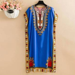 Summer Cotton Silk Dress Midi Bat Sleeve Loose Large Size Beach Dress Women's Belly Covering Slimming Dress for Mother